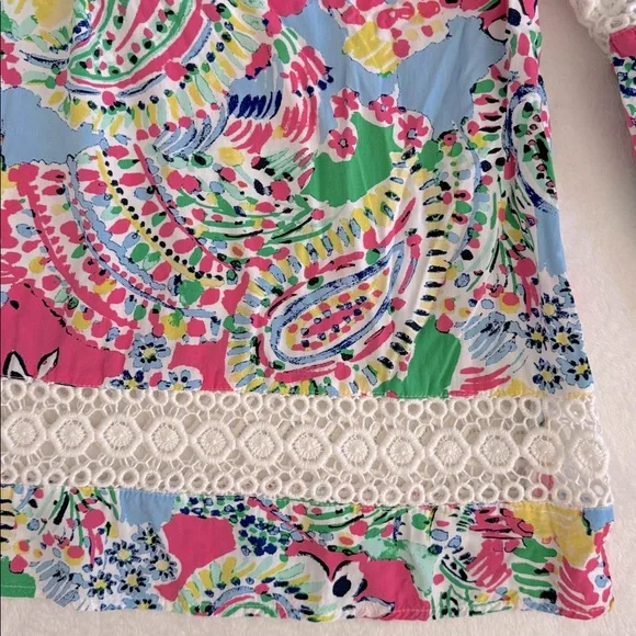 Crown & Ivy | Multicolor Crochet Lace Inset V-Neck Boho Peasant Blouse (M) - Picture 8 of 15